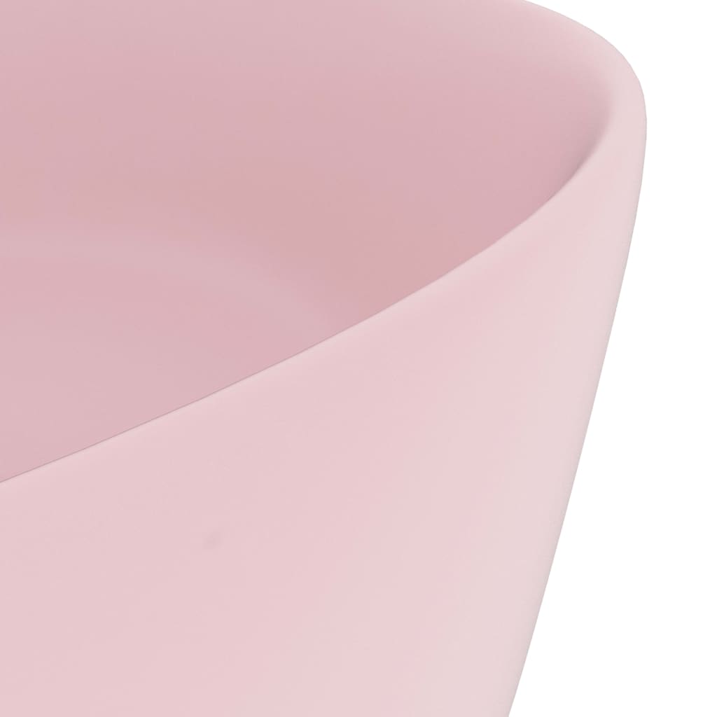 vidaXL Lavatório luxuoso redondo 40x15 cm cerâmica rosa mate