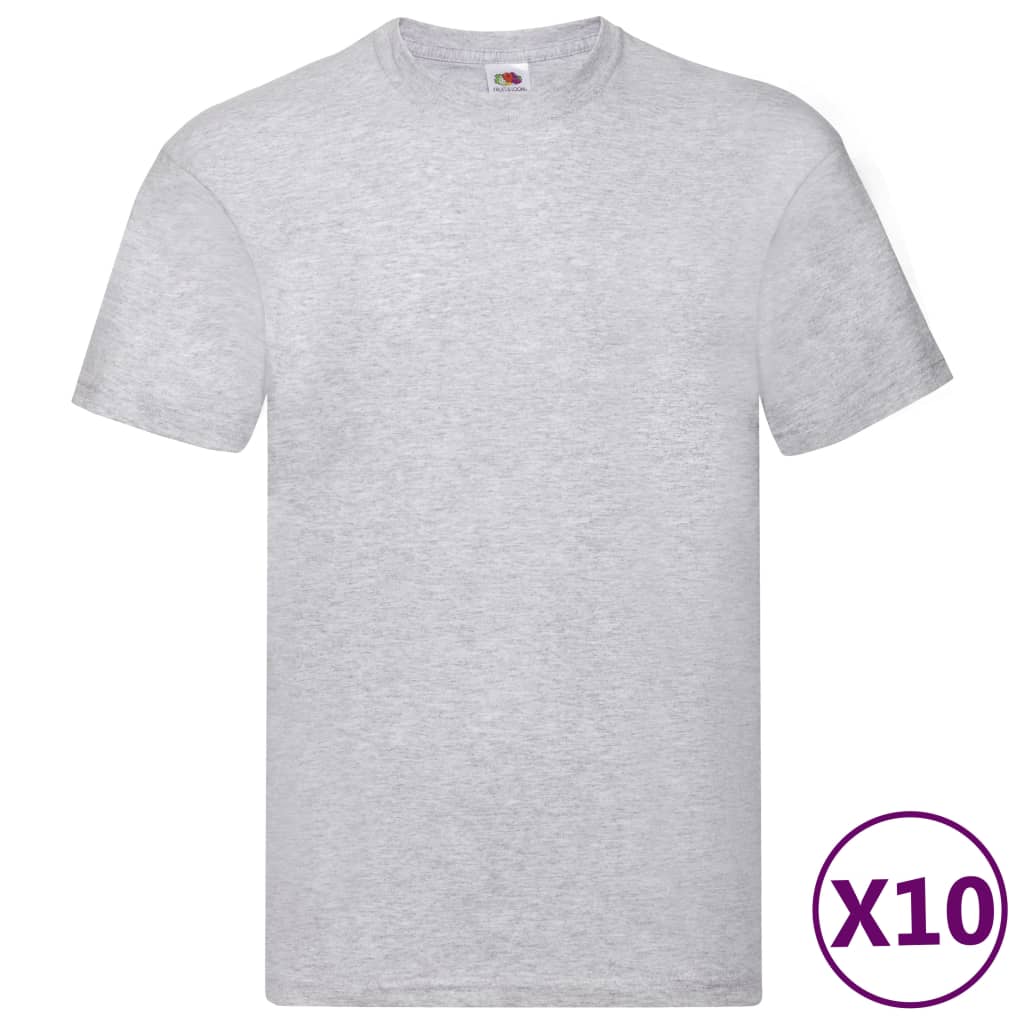 Fruit of the Loom T-shirts originais 10 pcs algodão 4XL cinzento