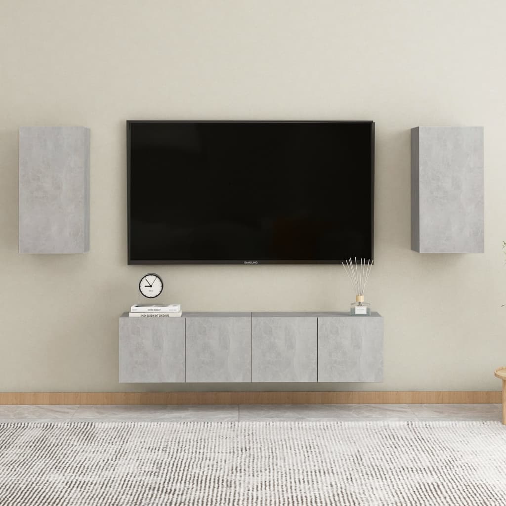 vidaXL Móveis de TV 2 pcs 30,5x30x60 cm contraplacado cinzento cimento