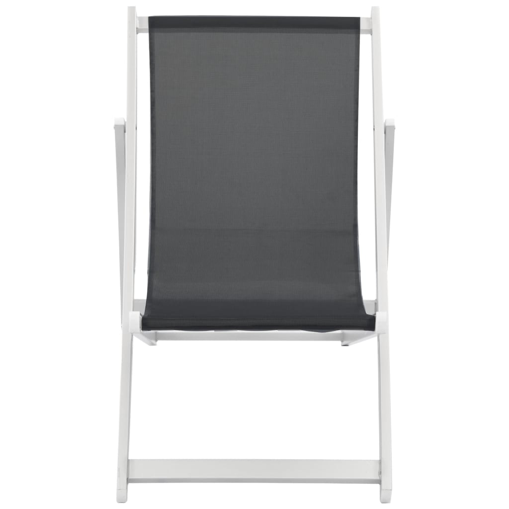vidaXL Cadeiras de praia dobráveis 2 pcs alumínio e textilene preto