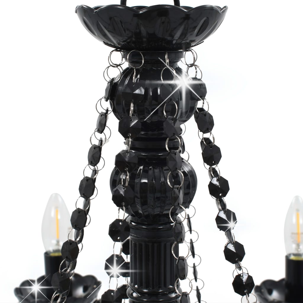 vidaXL Lustre com contas lâmpadas 8 x E14 preto