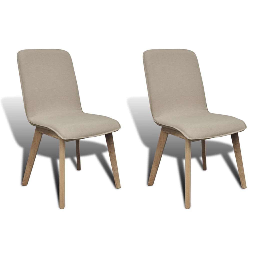 vidaXL Cadeiras jantar 2 pcs tecido bege e madeira de carvalho maciça