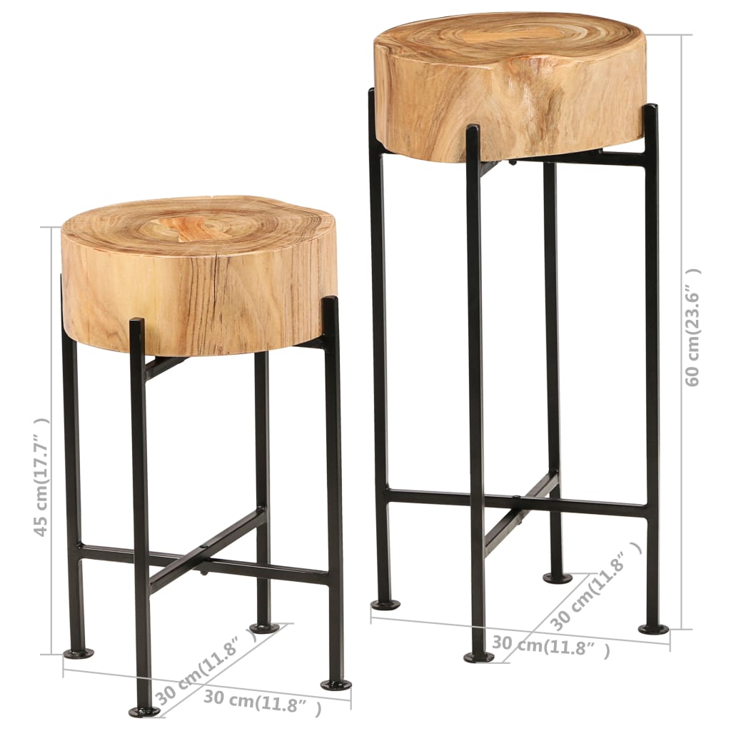 vidaXL Conjunto mesas de apoio 2 pcs madeira de acácia maciça