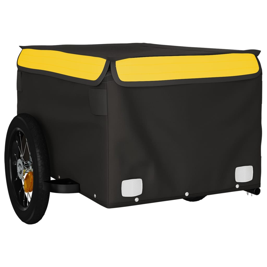 vidaXL Reboque para bicicleta 30 kg ferro preto e amarelo