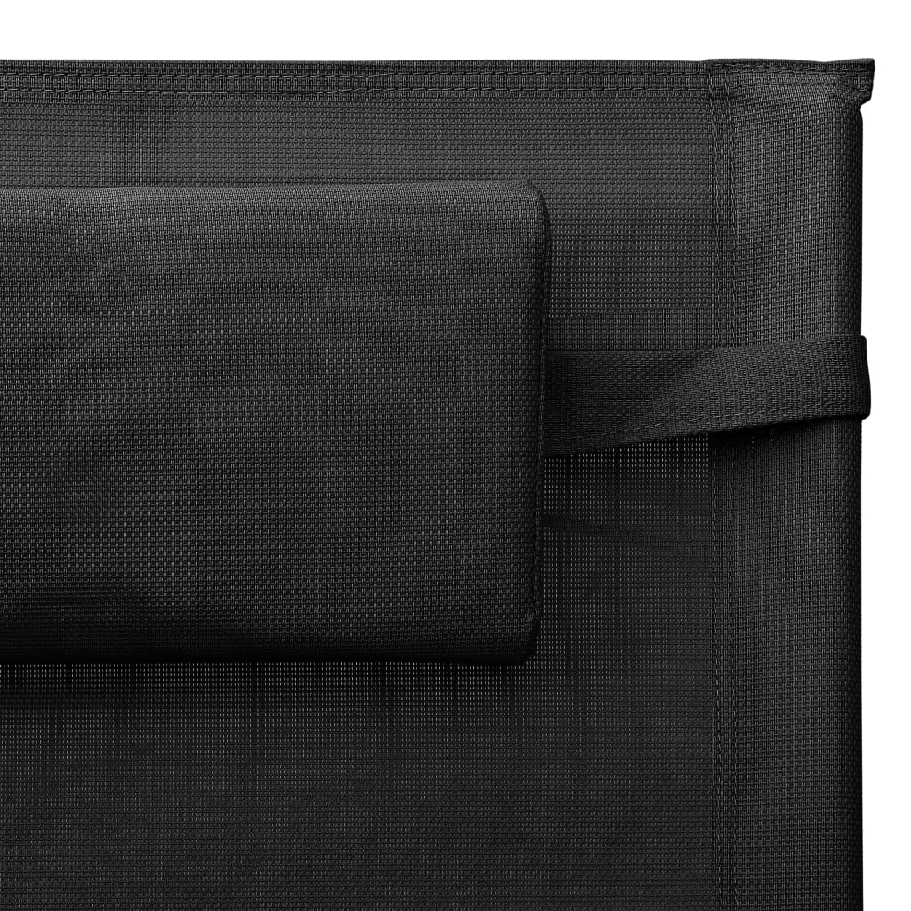 vidaXL Espreguiçadeira textilene preto e cinzento