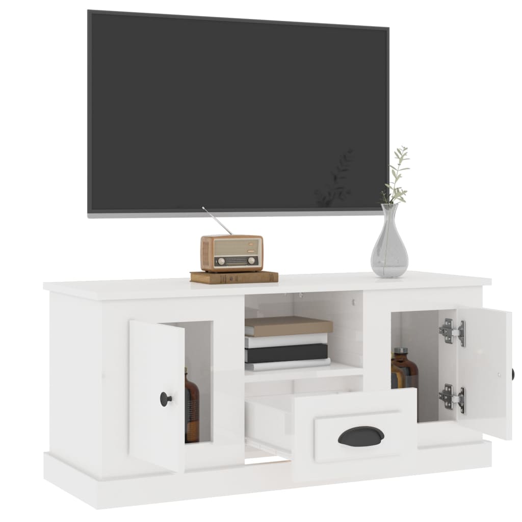 vidaXL Móvel de TV 100x35,5x45 cm derivados madeira branco brilhante