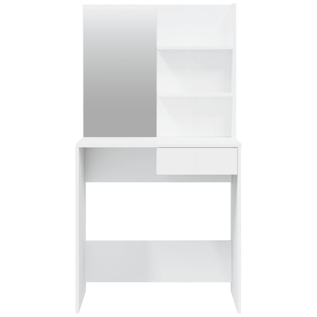 vidaXL Toucador com espelho 74,5x40x141 cm branco brilhante