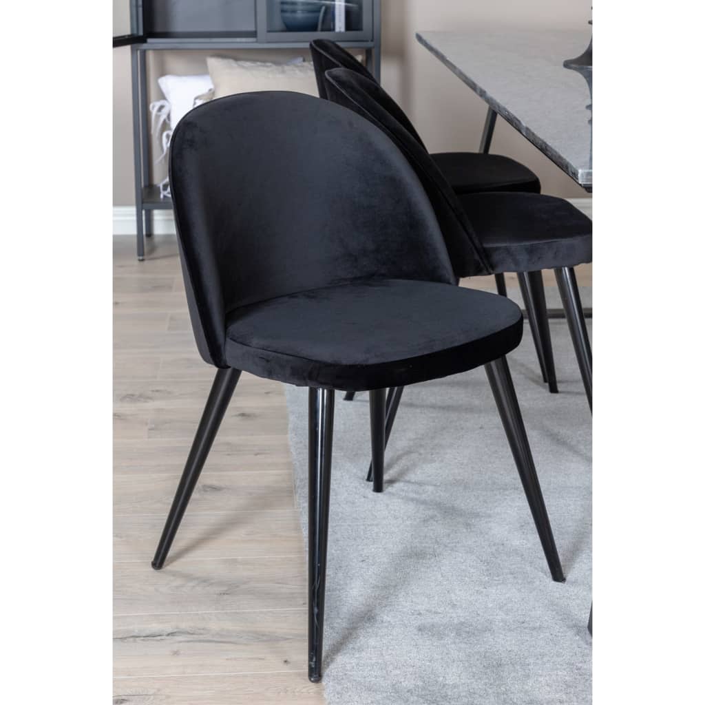 Venture Home Cadeiras de jantar Velvet 2 pcs veludo preto