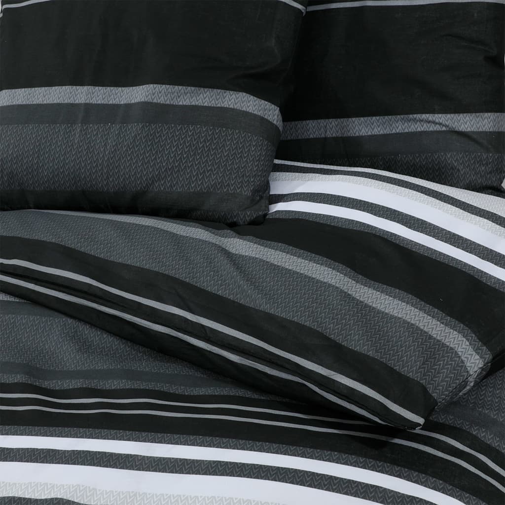 vidaXL Conjunto de capa de edredão 200x200 cm algodão preto e branco