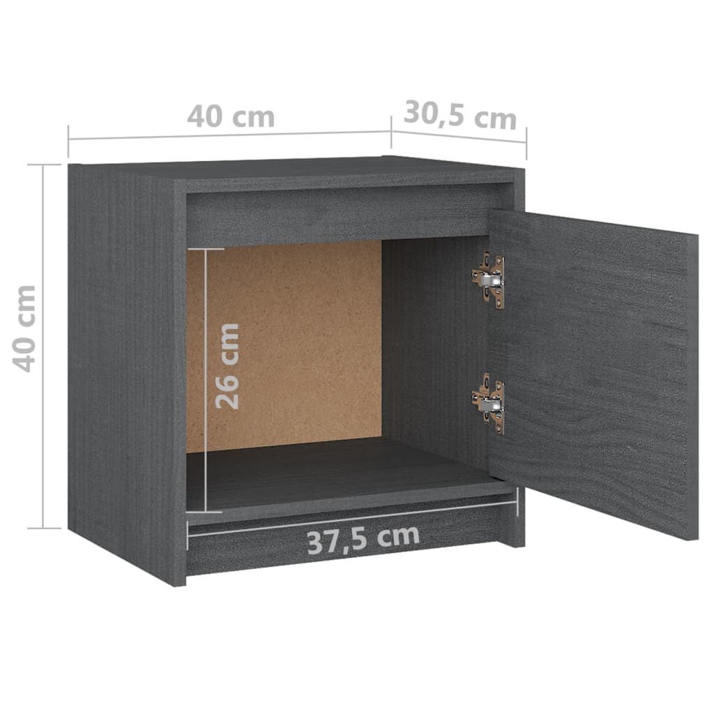 vidaXL Mesa de cabeceira 40x30,5x40 cm madeira de pinho maciça cinza