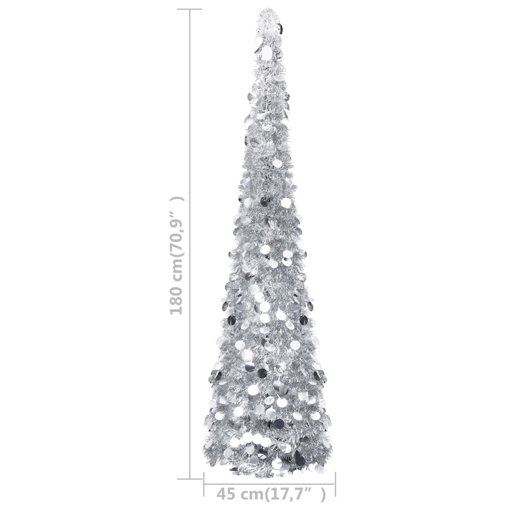vidaXL Árvore de Natal pop-up artificial 180 cm PET prateado