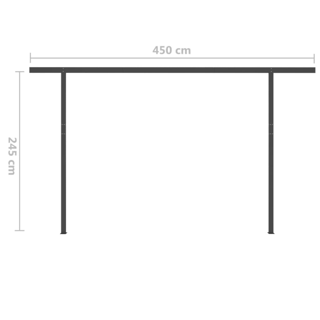 vidaXL Toldo retrátil manual com postes 4x3,5 m antracite