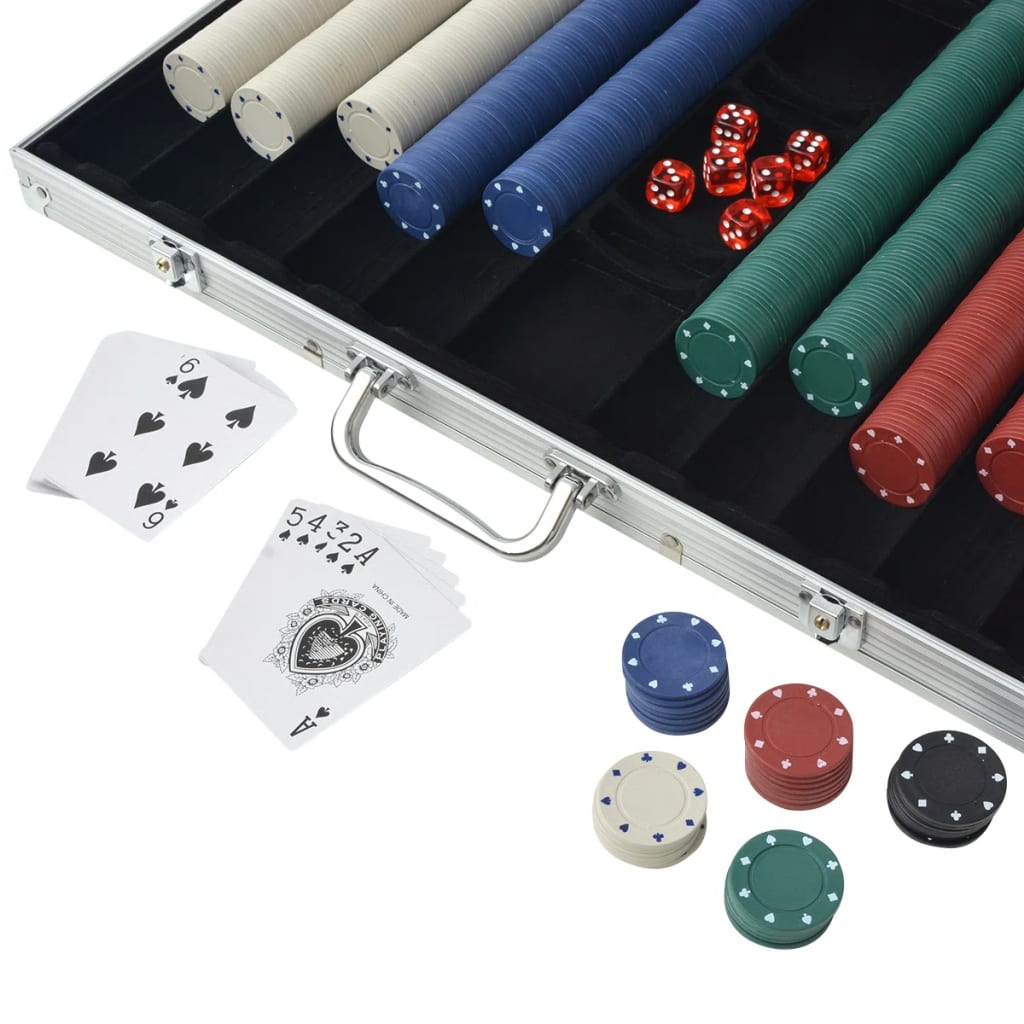 vidaXL Conjunto de póquer com 1000 fichas, alumínio