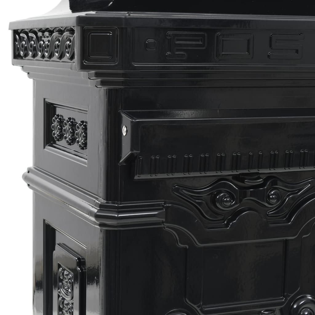 vidaXL Caixa correio coluna estilo vintage alumínio inoxidável preto