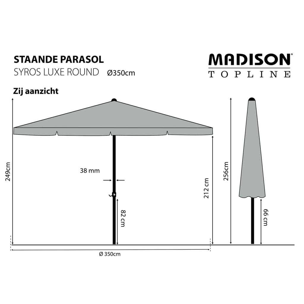 Madison Guarda-sol Syros Luxe 350 cm redondo cinzento