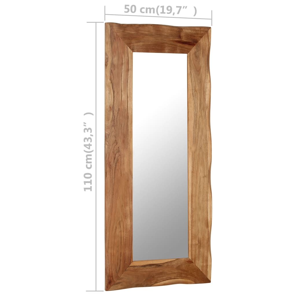 vidaXL Espelho de parede 50x110 cm madeira de acácia maciça