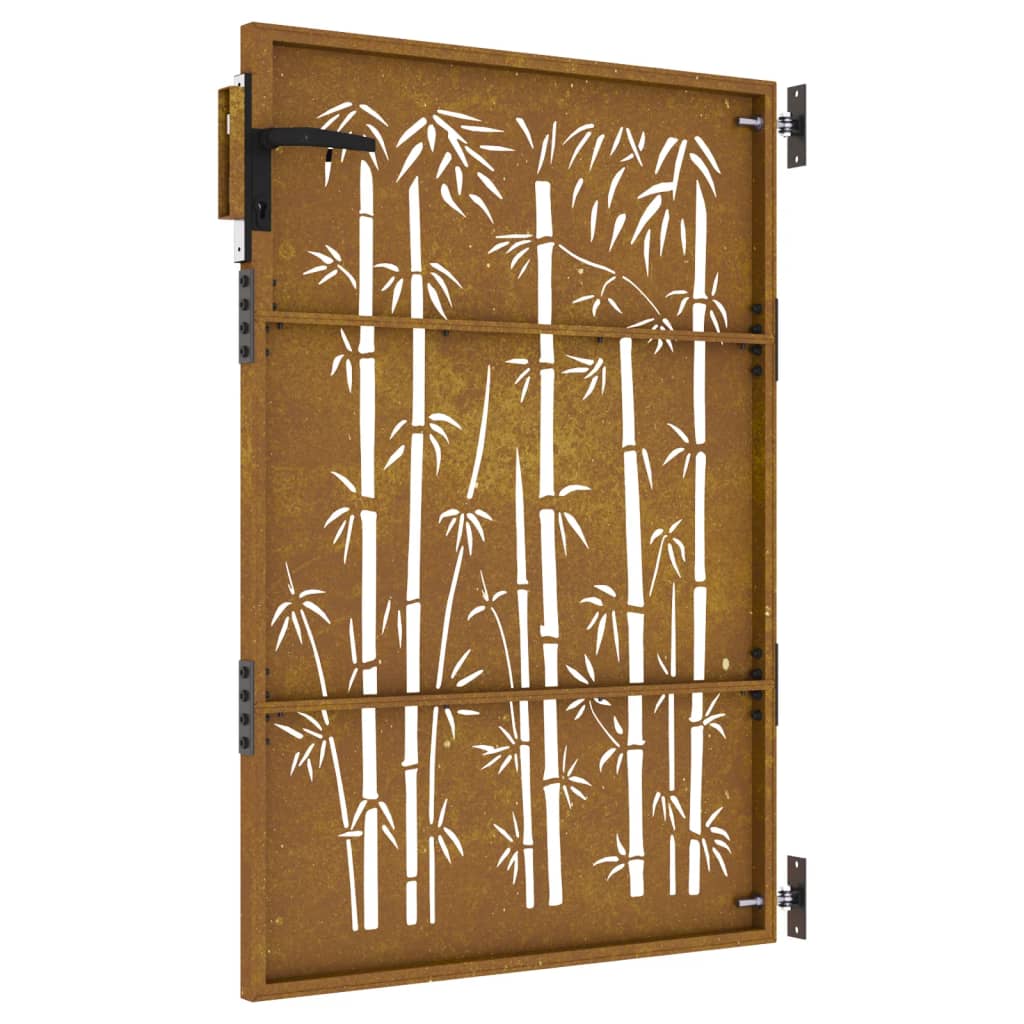 vidaXL Portão de jardim 85x150 cm aço corten design bambu