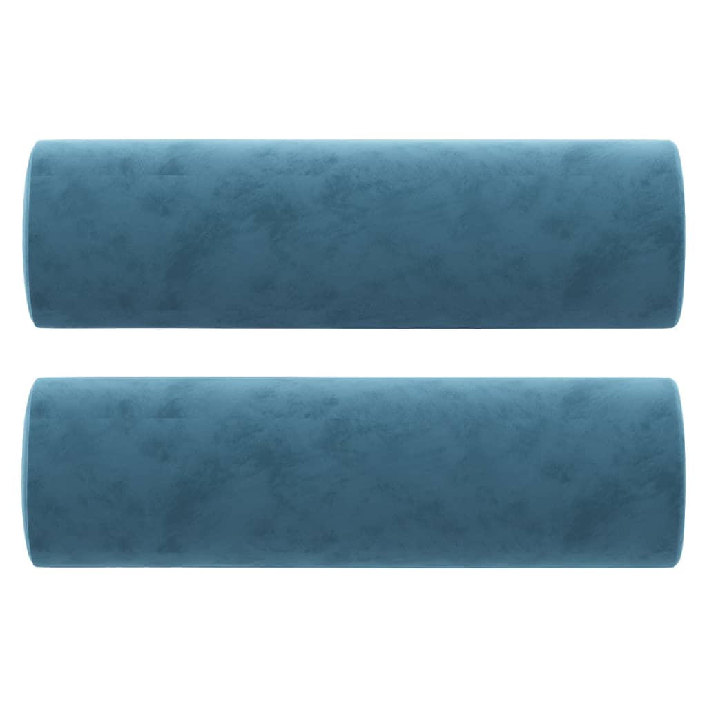 vidaXL Almofadas decorativas 2 pcs Ø15x50 cm veludo azul