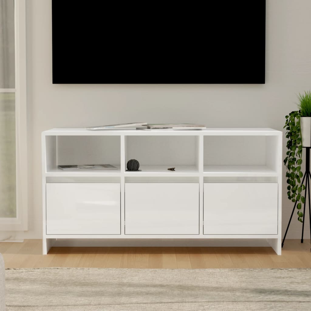 vidaXL Móvel de TV 102x37,5x52,5 cm contraplacado branco brilhante