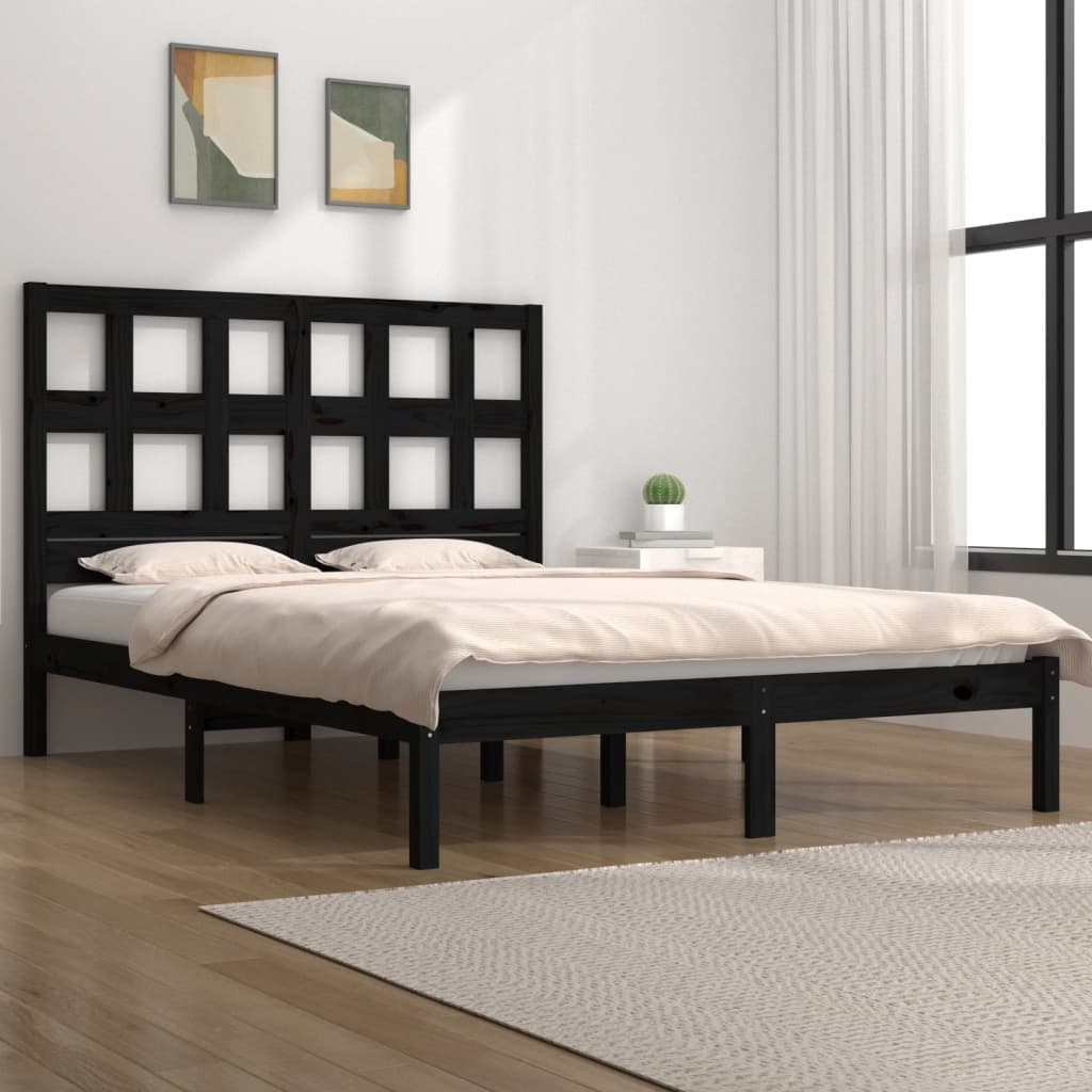 vidaXL Estrutura de cama 120x200 cm madeira de pinho maciça preto