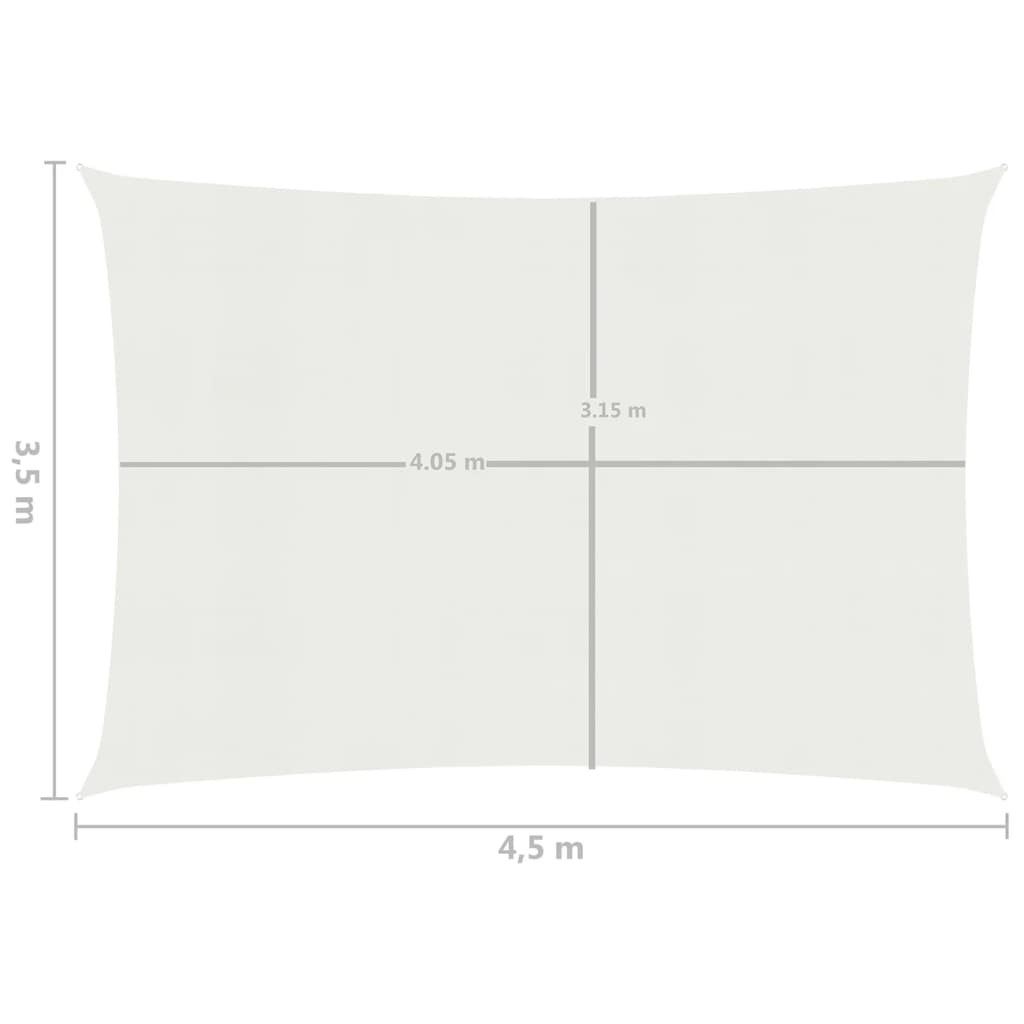 vidaXL Para-sol estilo vela 160 g/m² 3,5x4,5 m PEAD branco