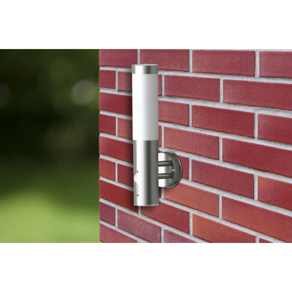 vidaXL Candeeiro de parede exterior c/ sensor movimento aço inoxidável