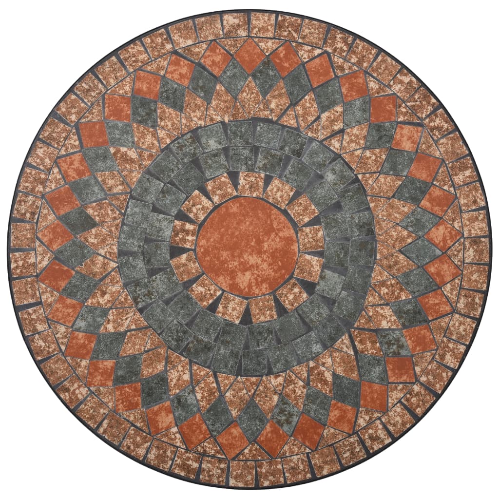 vidaXL 3 pcs conjunto bistro mosaico azulejos cerâmica laranja/cinza