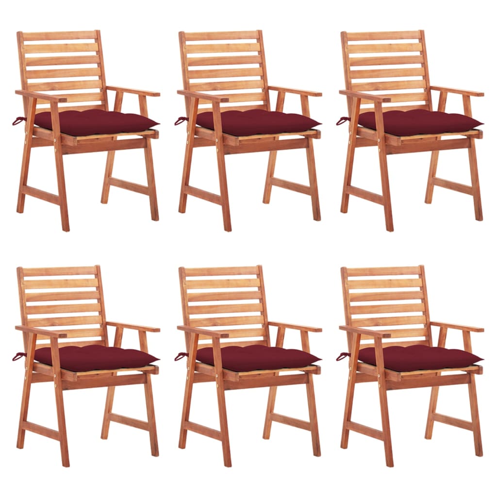 vidaXL Cadeiras de jantar p/ jardim 6 pcs c/ almofadões acácia maciça