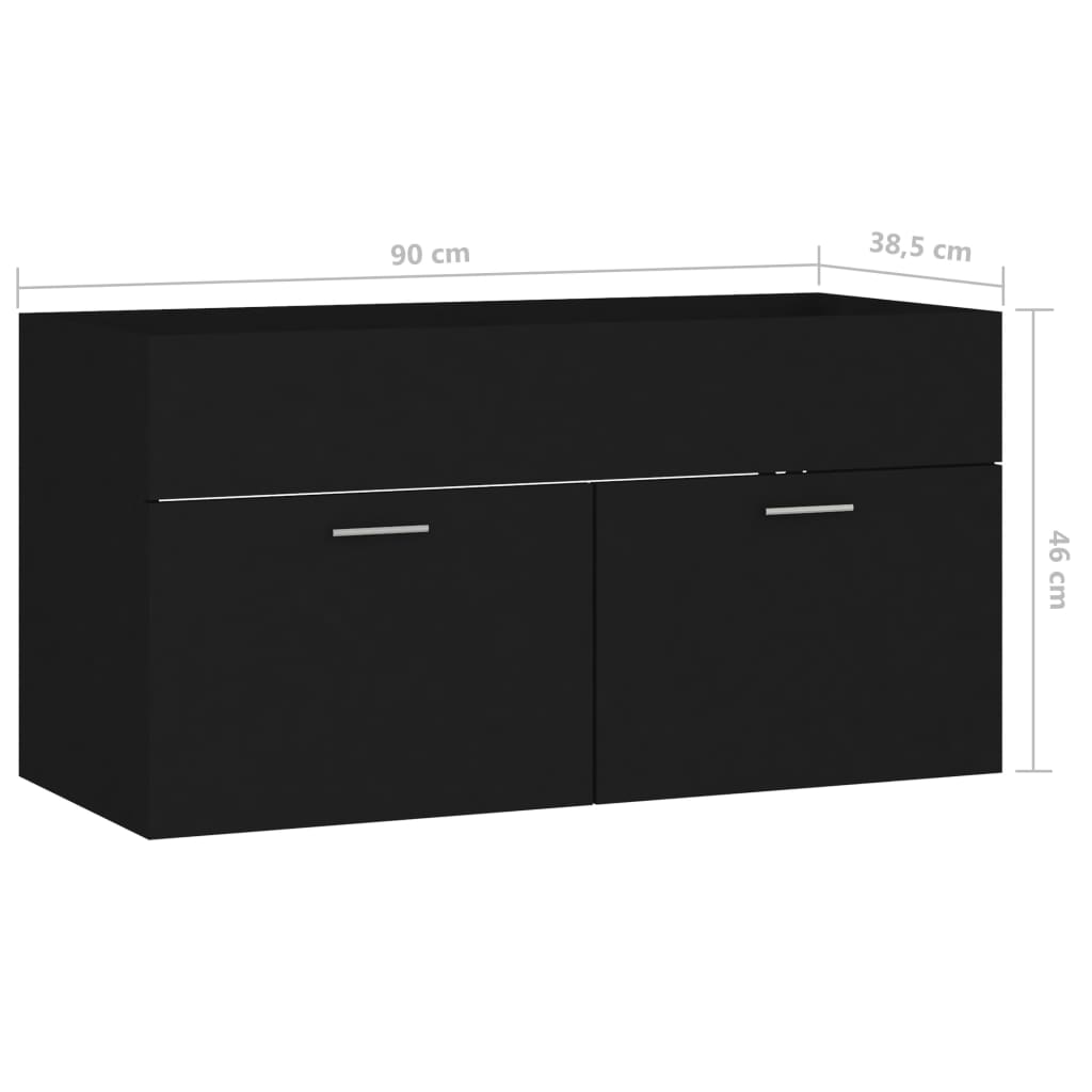 vidaXL Armário de lavatório 90x38,5x46 cm contraplacado preto