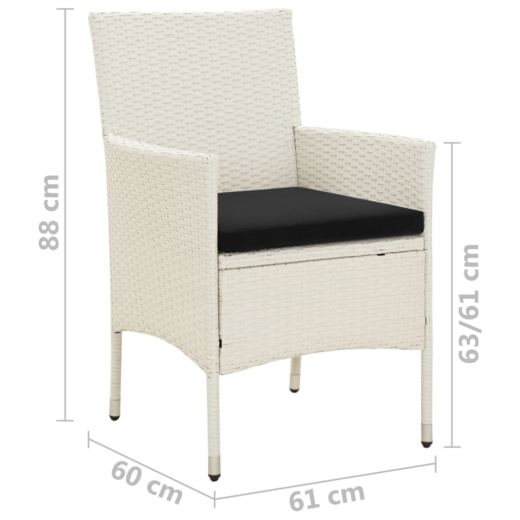 vidaXL Cadeiras de jardim com almofadões 4 pcs vime PE branco