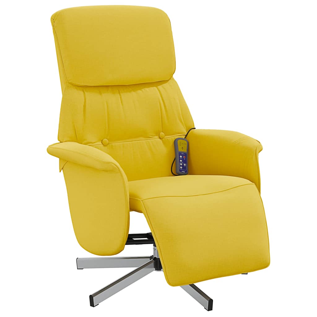 vidaXL Cadeira de massagens reclinável c/ apoio de pés tecido amarelo