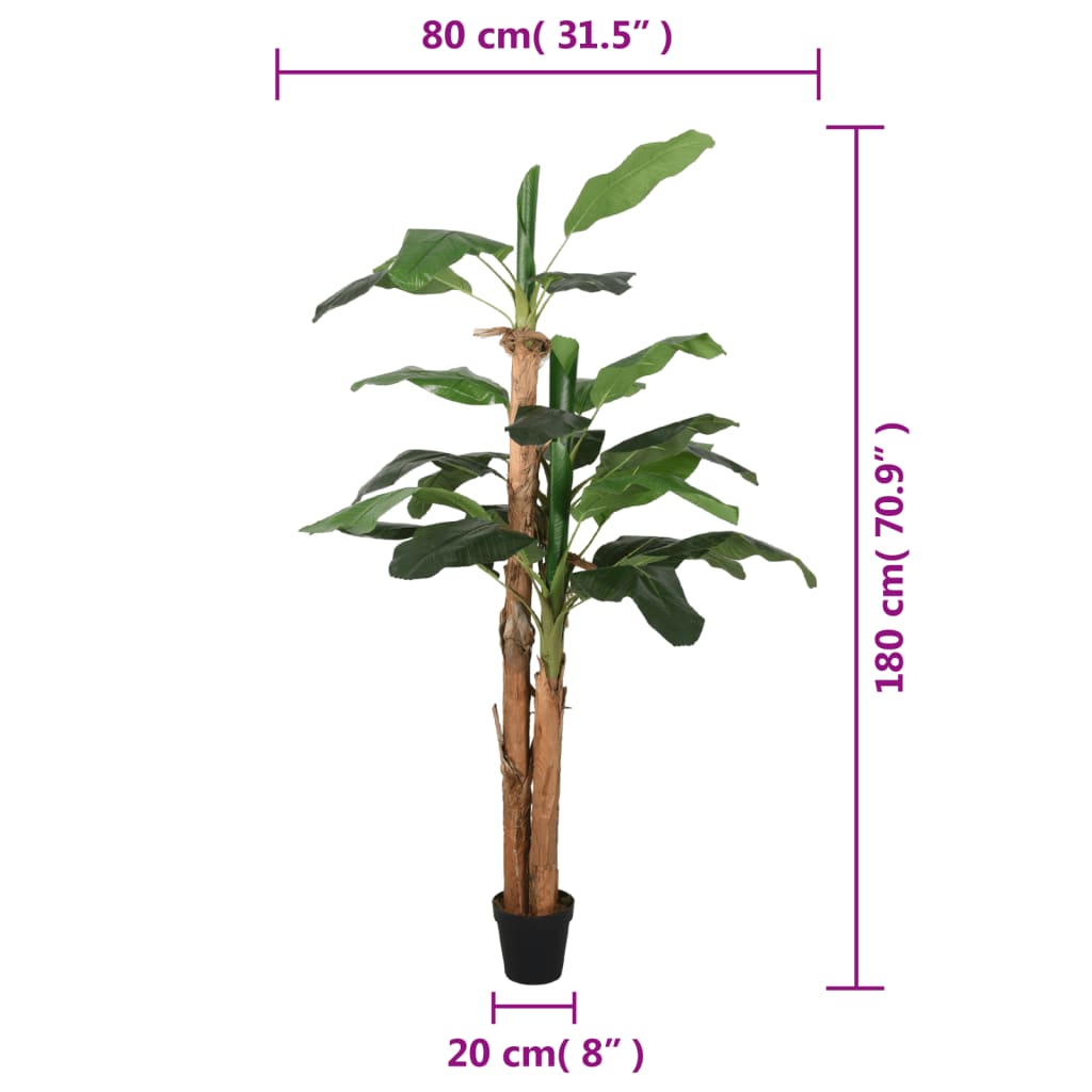 vidaXL Bananeira artificial 19 folhas 180 cm verde