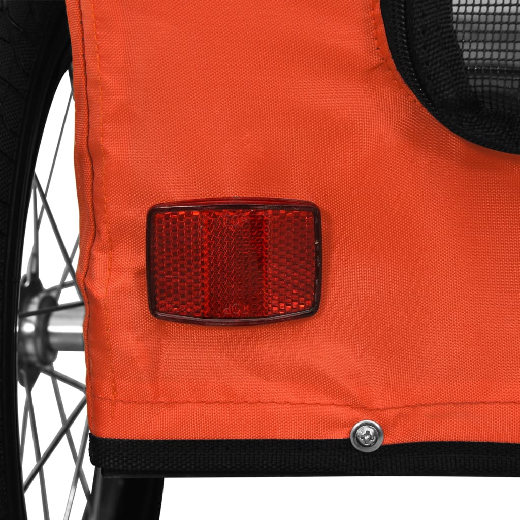 vidaXL Reboque bicicleta p/ animais tecido oxford/ferro laranja