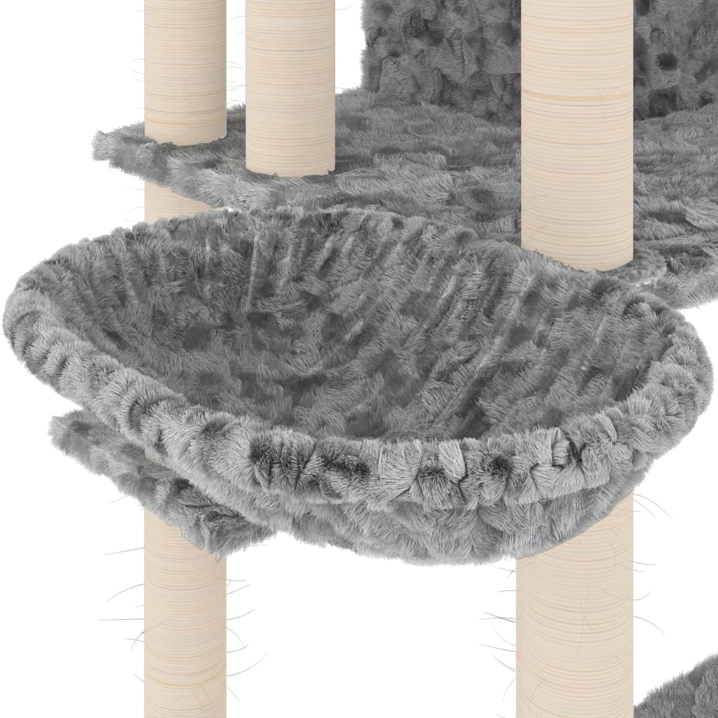 vidaXL Árvore p/ gatos c/ postes arranhadores sisal 191 cm cinza-claro