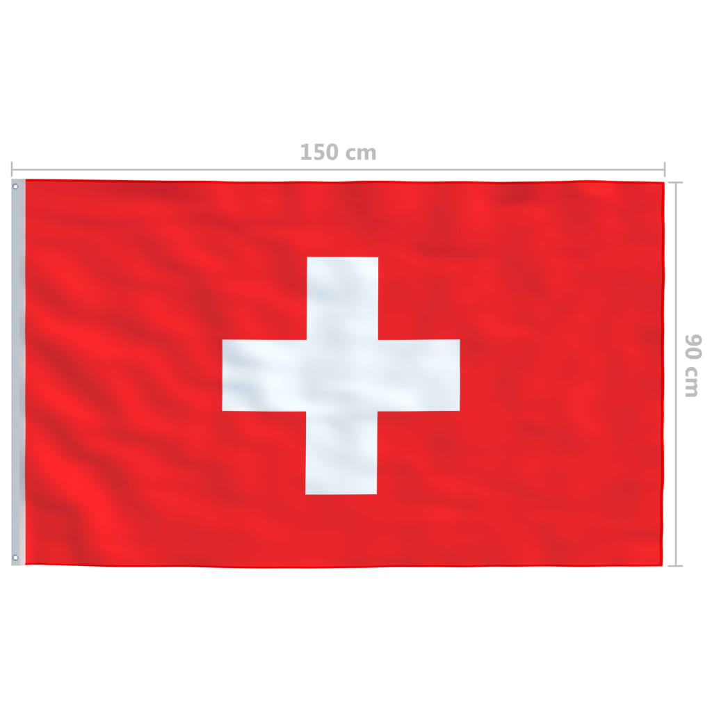 vidaXL Bandeira da Suíça com mastro de alumínio 6 m