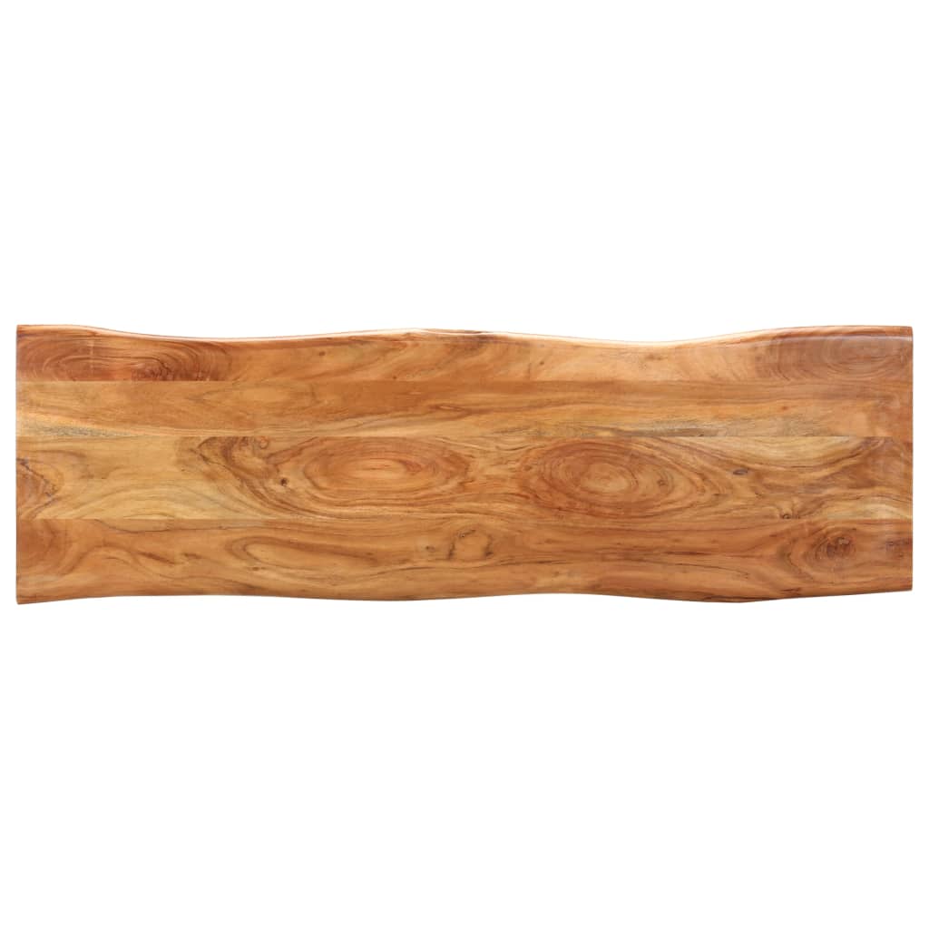 vidaXL Banco com borda viva 110 cm madeira de acácia maciça e aço