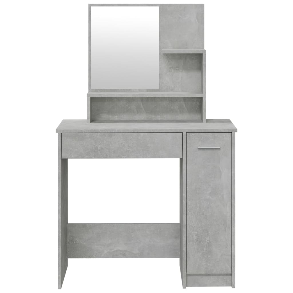 vidaXL Toucador com espelho 86,5x35x136 cm cinzento cimento