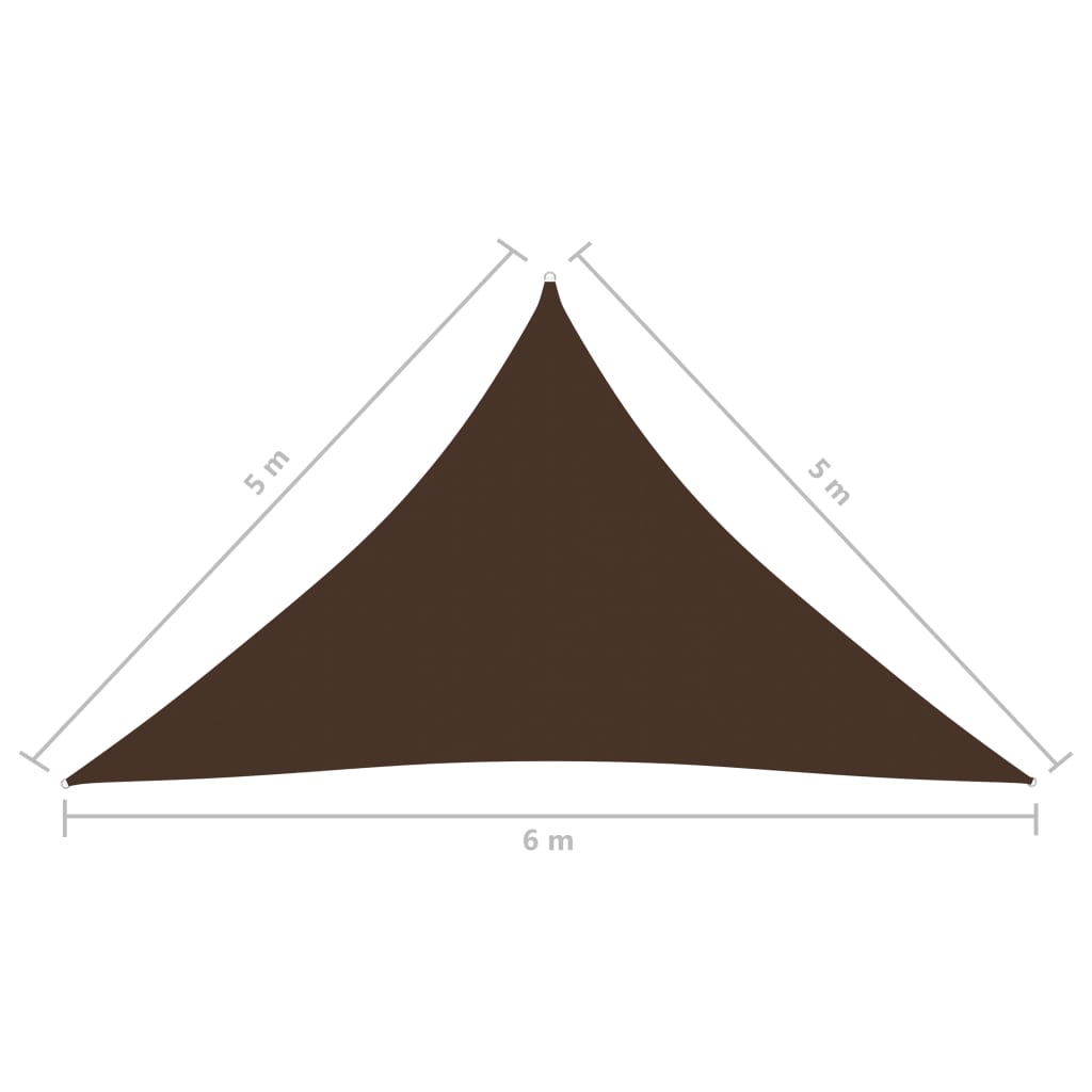 vidaXL Para-sol estilo vela tecido oxford triangular 5x5x6 m castanho
