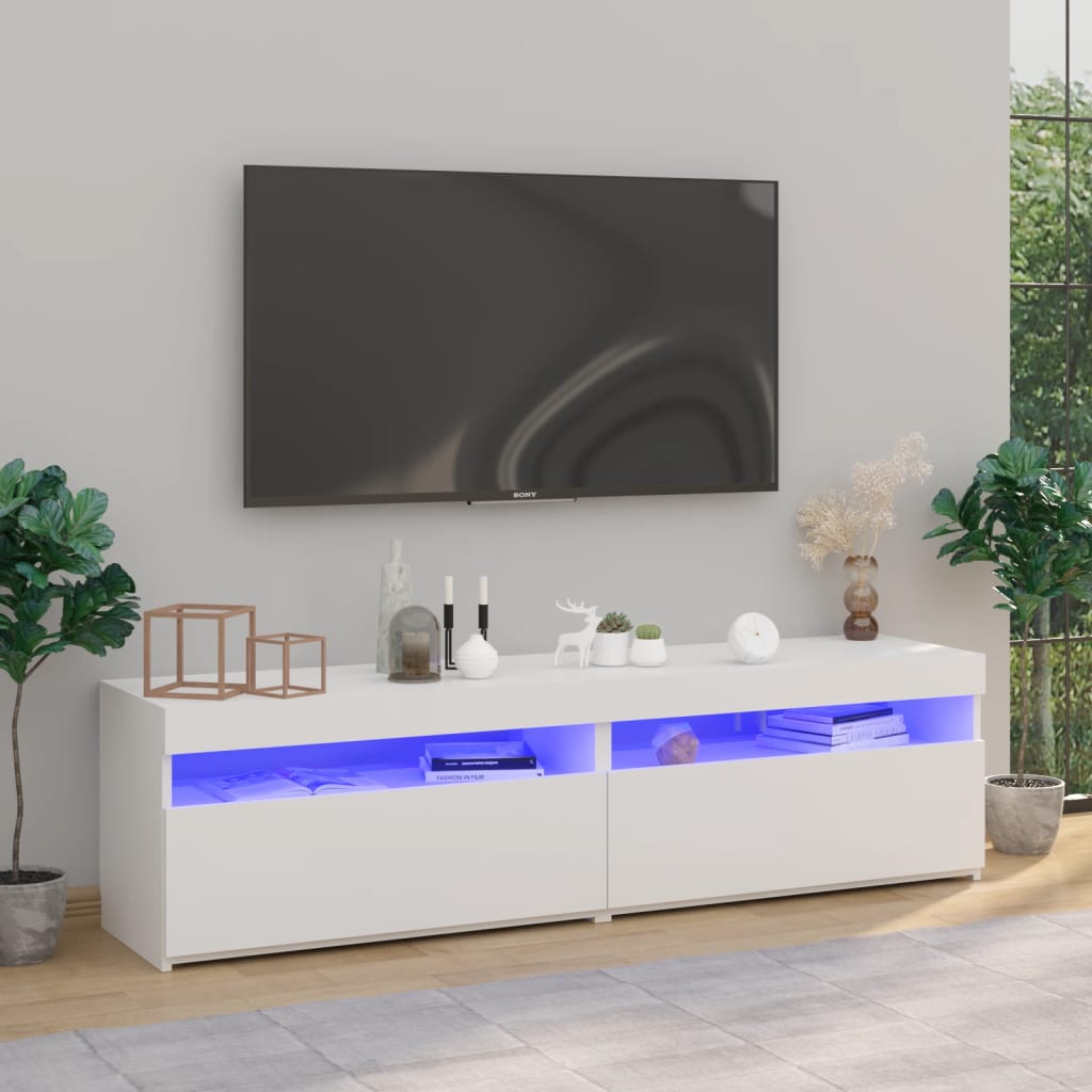 vidaXL Móveis de TV com luzes LED 2 pcs 75x35x40 cm branco brilhante