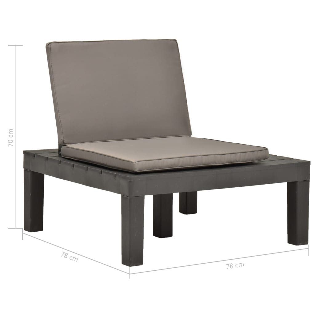 vidaXL Cadeiras de jardim com almofadões 2 pcs plástico antracite