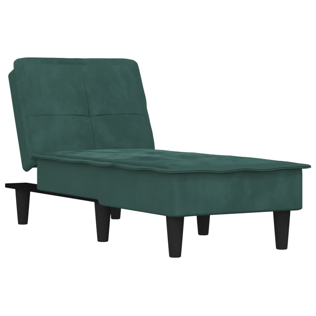vidaXL Chaise longue veludo verde-escuro