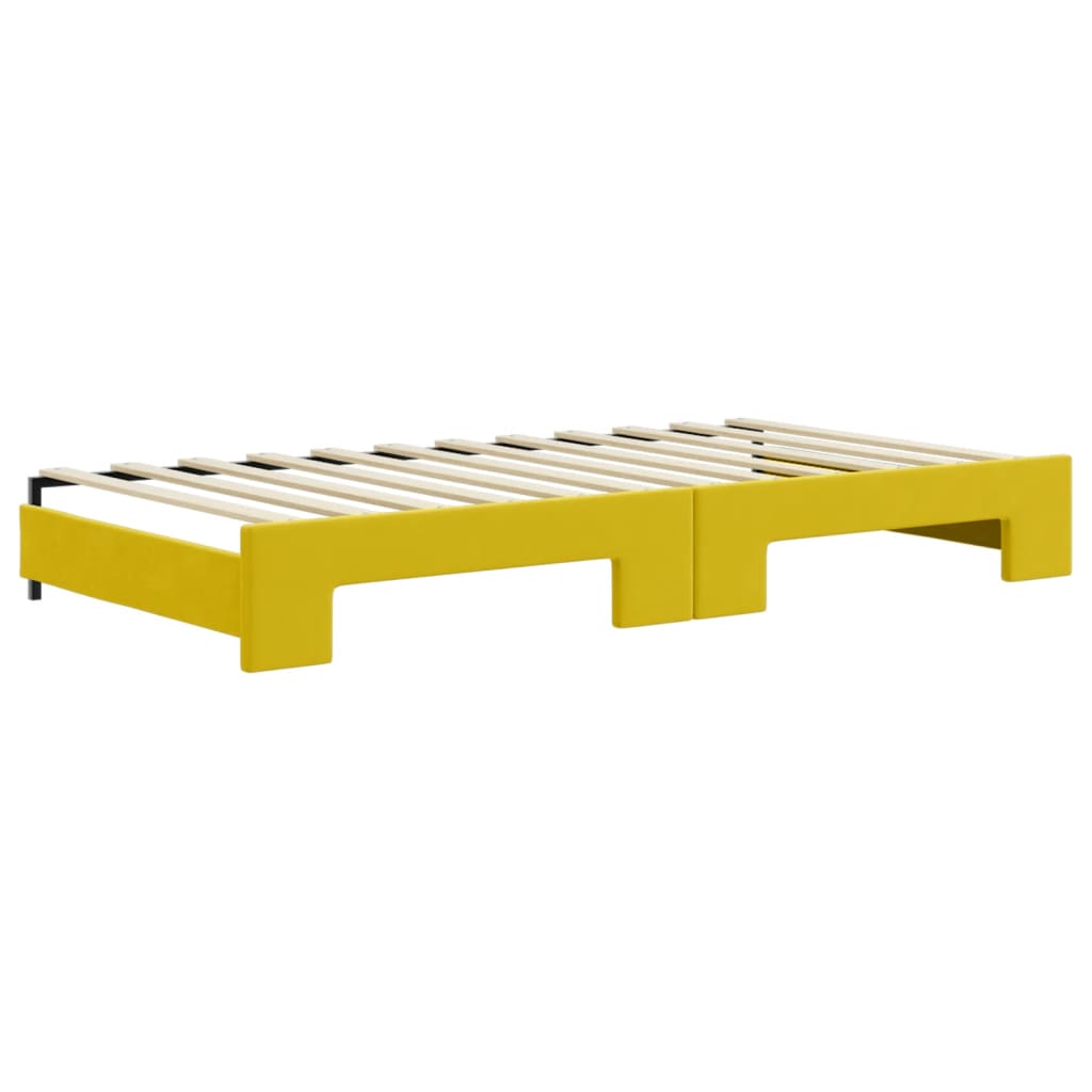 vidaXL Sofá-cama com gavetão e colchões 100x200 cm veludo amarelo