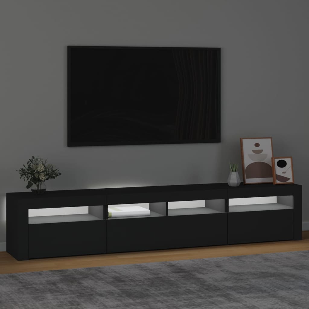 vidaXL Móvel de TV com luzes LED 210x35x40 cm preto