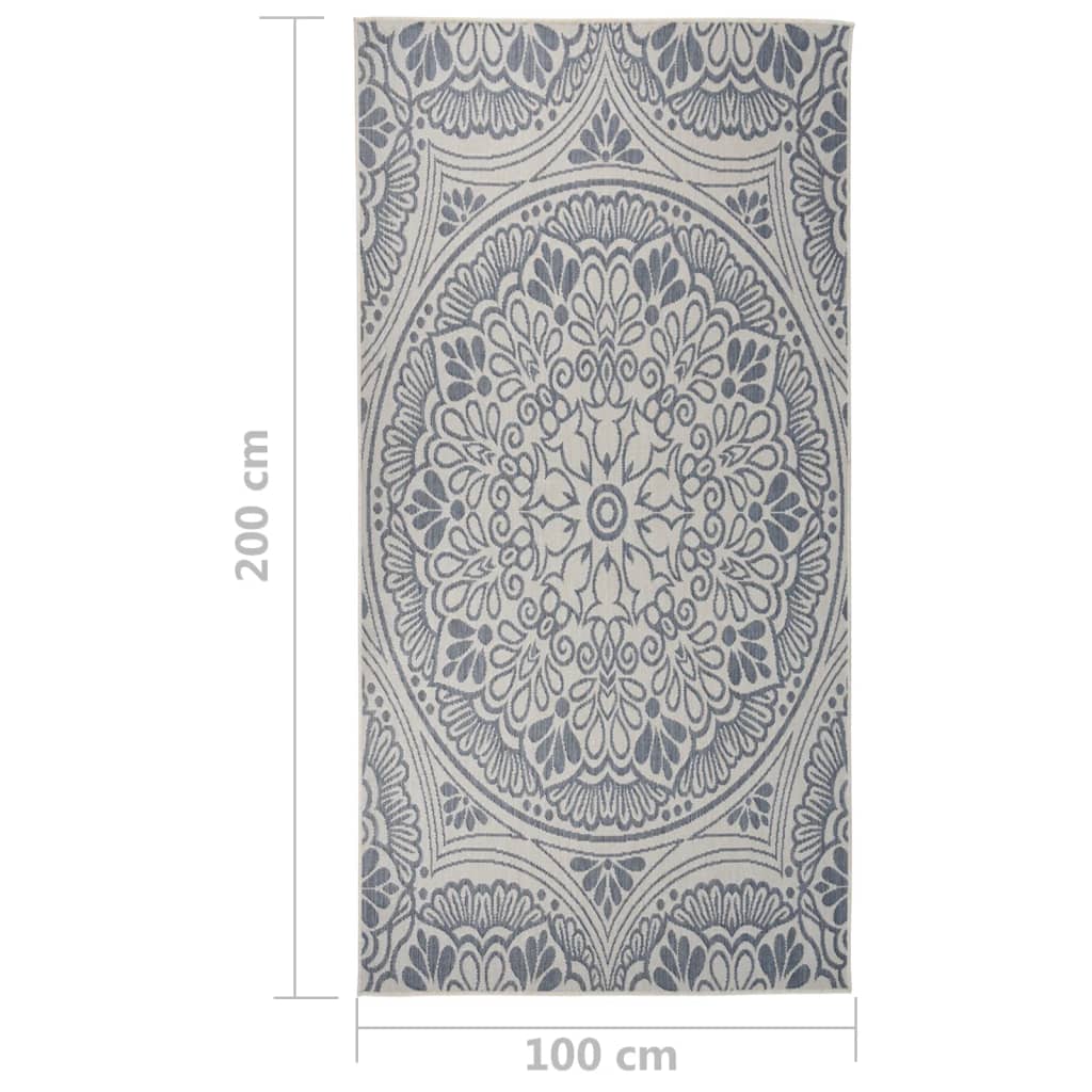 vidaXL Tapete de tecido plano para exterior 100x200 cm padrão azul