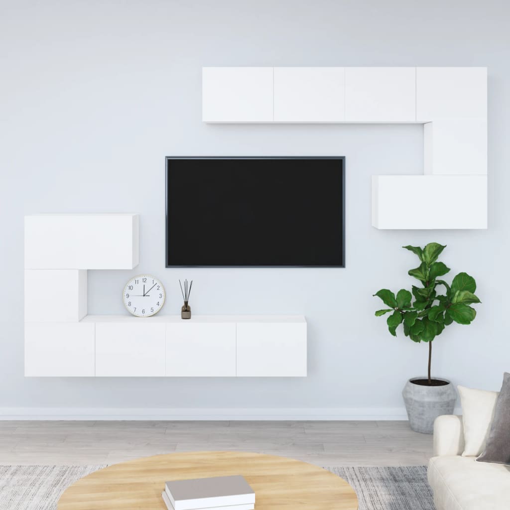 vidaXL Móvel p/ TV de montagem na parede madeira processada branco