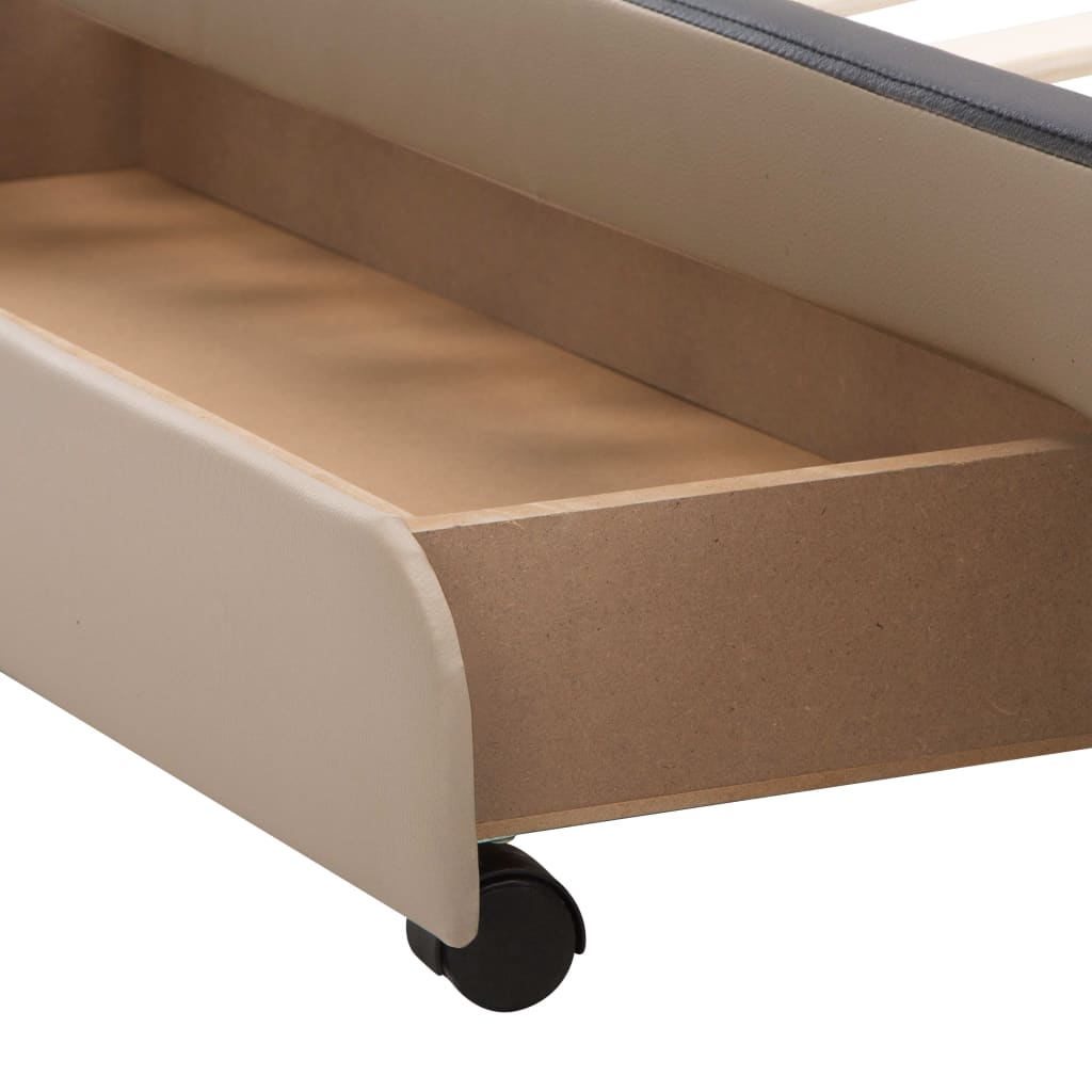vidaXL Estrutura cama c/ gavetas 160x200cm couro artificial cappuccino