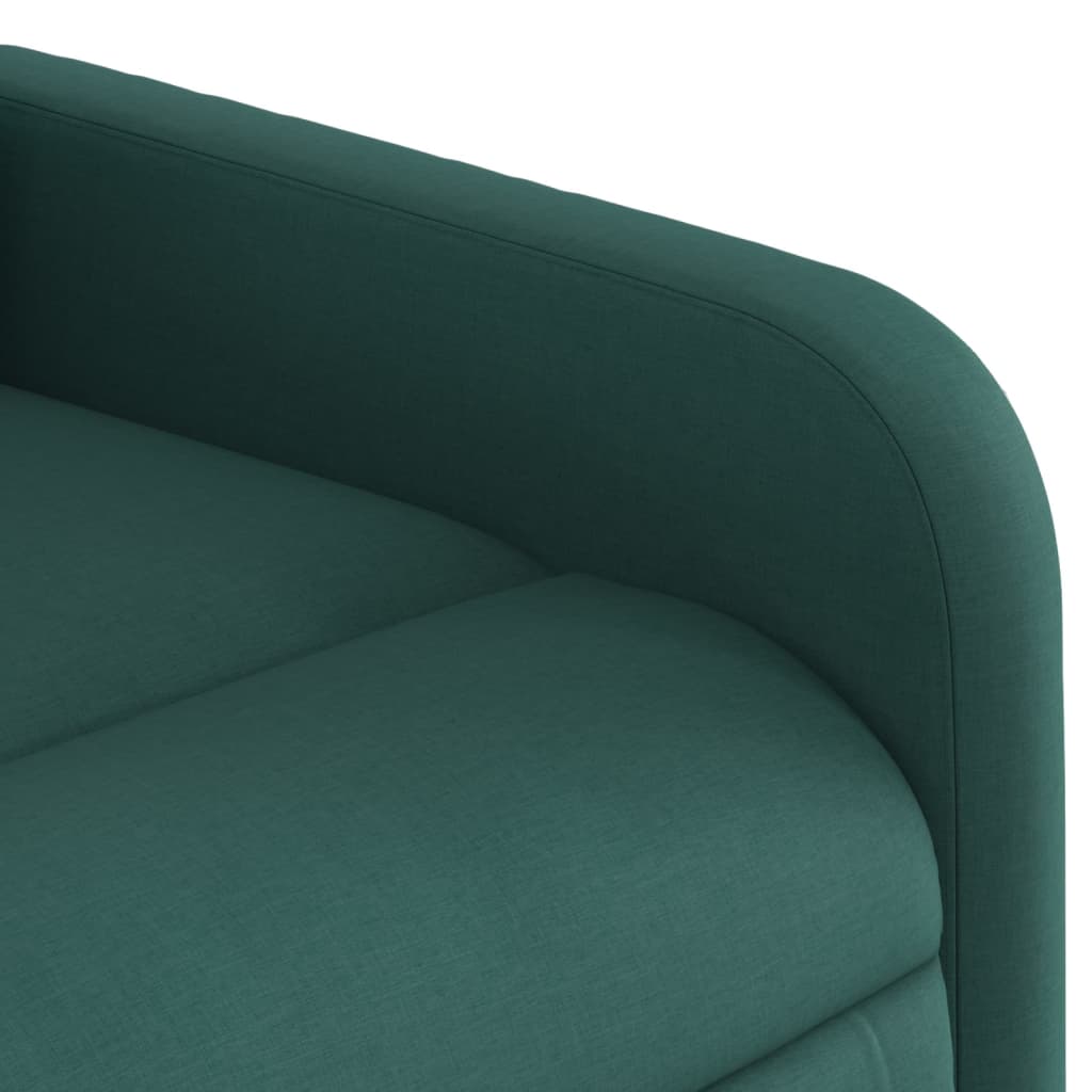 vidaXL Poltrona reclinável elevatória tecido verde-escuro
