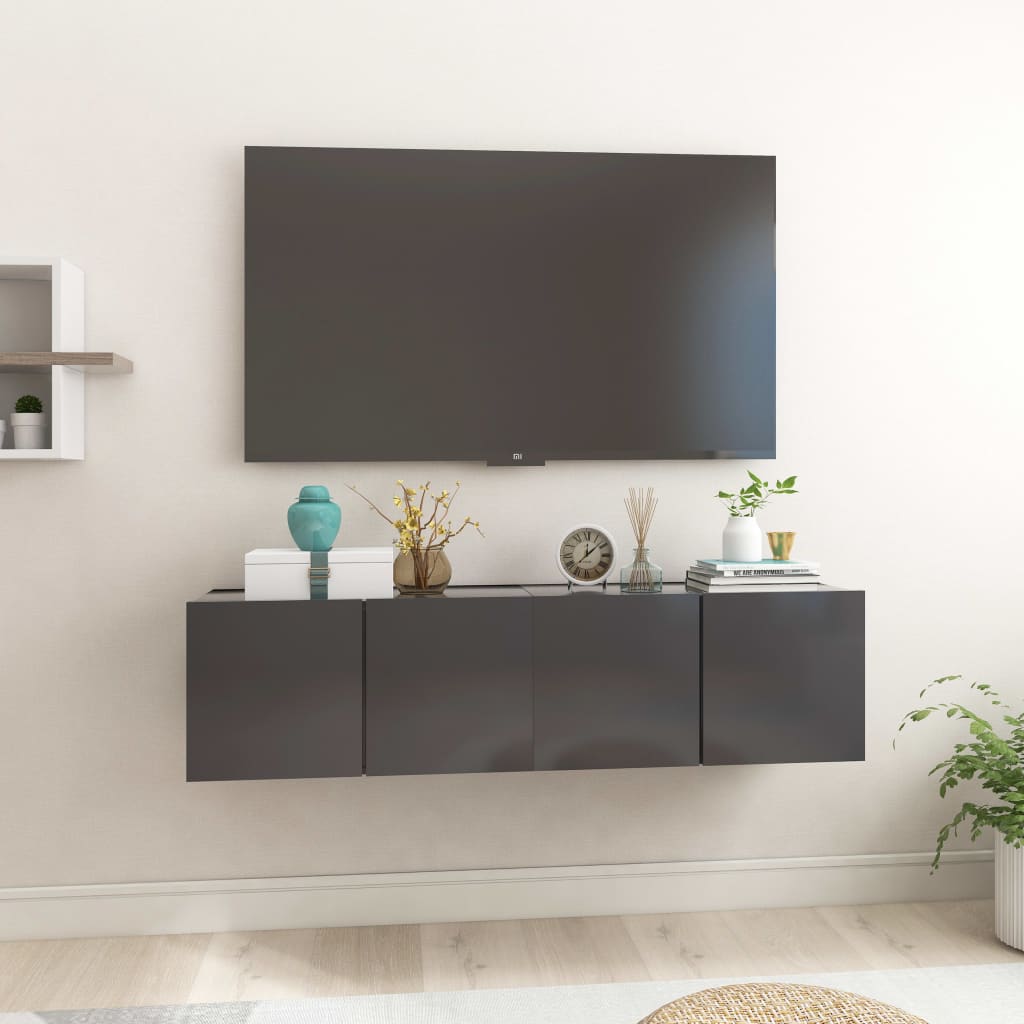 vidaXL Móveis de TV para parede 2 pcs 60x30x30 cm cinzento