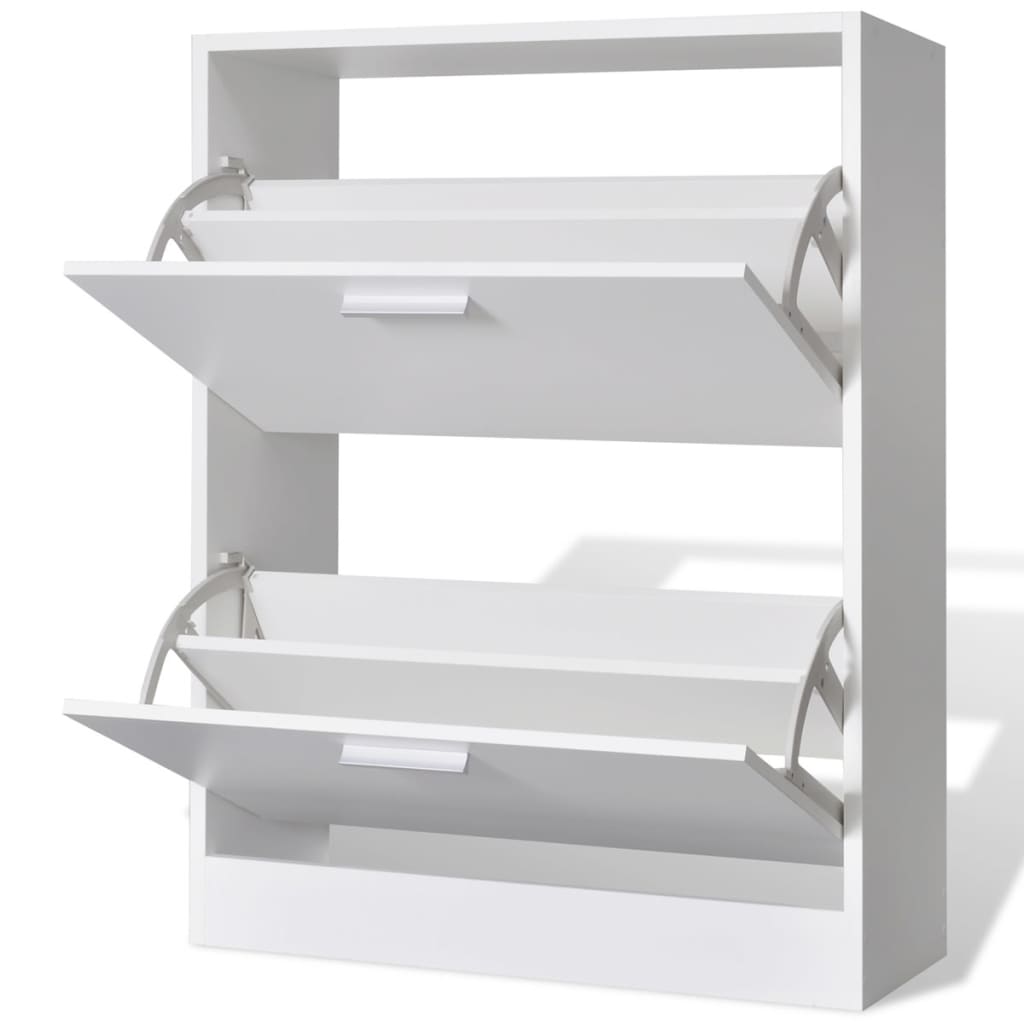 vidaXL Sapateira com 2 compartimentos em madeira branco