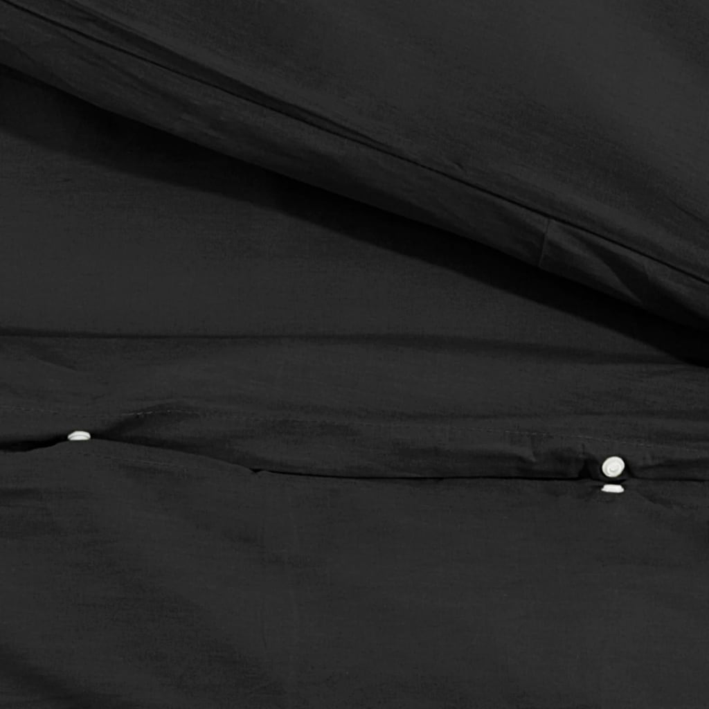 vidaXL Conjunto de capa de edredão 140x200 cm algodão preto